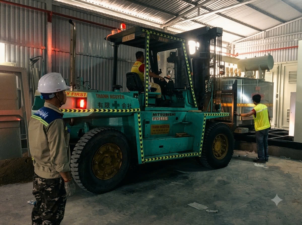 xe nâng hạng nặng luồn qua dầm cửa kho xưởng vận chuyển định vị bệ móng máy tại Khu Kinh Tế Nghi Sơn Thanh Hóa 1 - ASIA-APPOLO xe nâng hạng nặng luồn qua dầm cửa kho xưởng vận chuyển định vị bệ móng máy tại Khu Kinh Tế Nghi Sơn Thanh Hóa 1 - ASIA-APPOLO