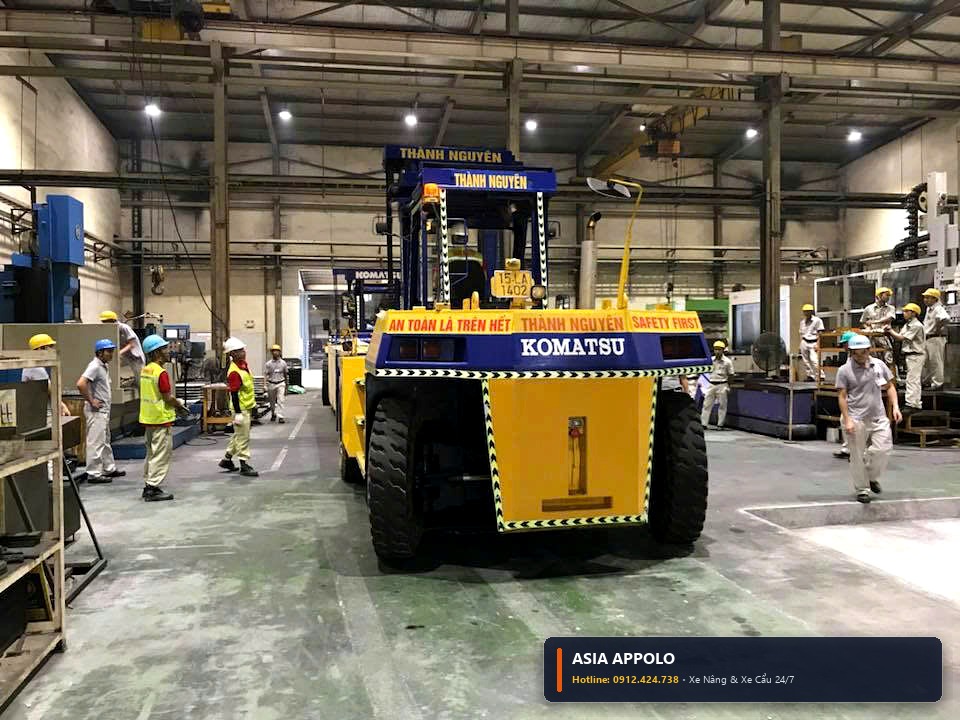 Hình ảnh thực tế dịch vụ xe nâng hàng nặng Asia Appolo điều vận và định vị bệ máy CNC siêu trọng phục vụ dự án tại KKT Nghi Sơn - Lễ Môn Thanh Hóa