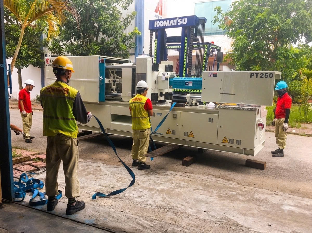 Nhật Ký Thi Công: Tiếp Nhận Container Thiết Bị & Nâng Hạ Máy Ép LK Potenza PT250 Tại KCN Lam Sơn – Sao Vàng – Thanh Hóa